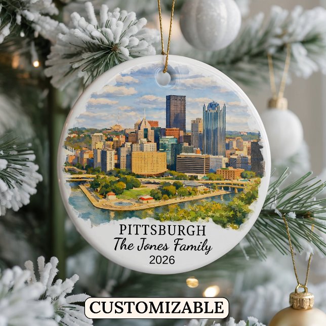 Personalized Pittsburgh, Custom Pennsylvania Ceramic Tree Decoration (Creator Uploaded)