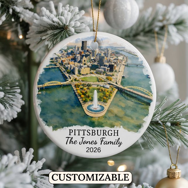 Personalized Pittsburgh, Custom Pennsylvania Ceramic Tree Decoration (Creator Uploaded)