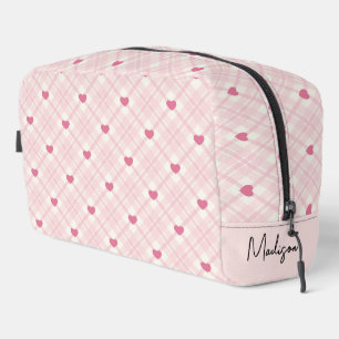 Personalized Plaid Hearts Dopp Kit