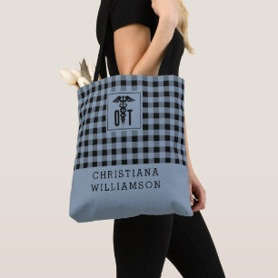 Personalized Plaid Pattern OT Occupational Therapy Tote Bag