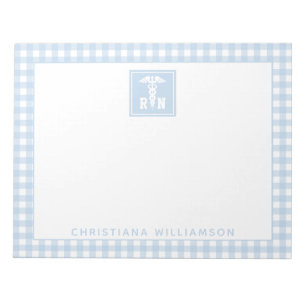 Personalized Plaid Pattern RN Registered Nurse Notepad