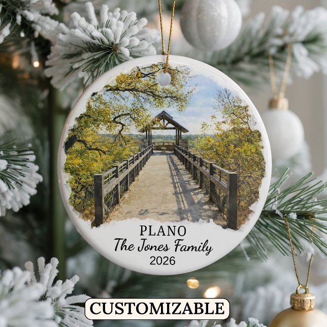 Personalized Plano Ornament, Custom Texas Ceramic Tree Decoration (Creator Uploaded)