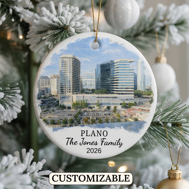Personalized Plano Ornament, Custom Texas Ceramic Tree Decoration (Creator Uploaded)