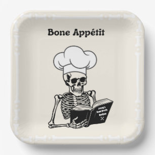 Personalized Plates, Bone Appétit Skeleton Chef  Paper Plate