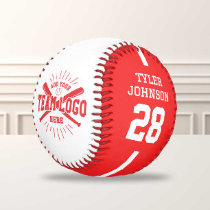 Personalized Player Team Logo Red Baseball