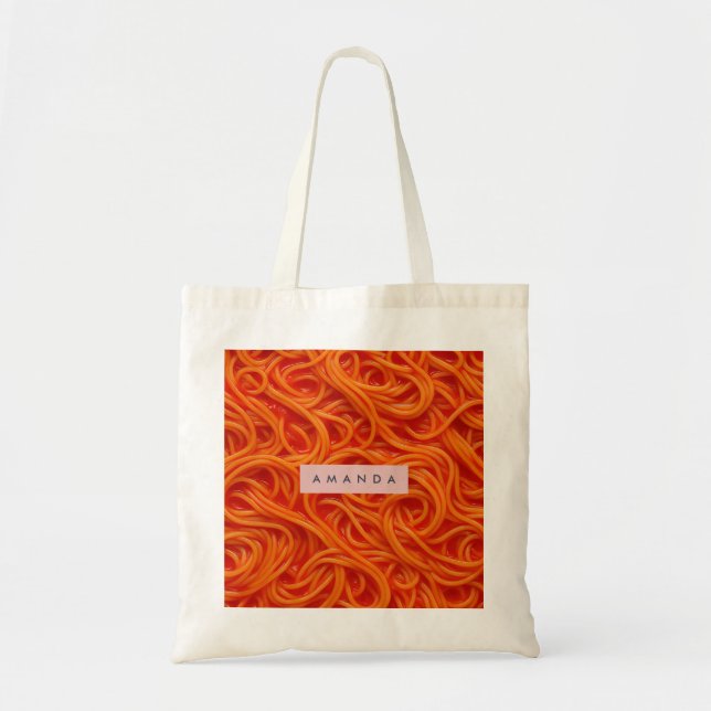 Personalized Playful Spaghetti in Tomato Sauce  Tote Bag (Front)