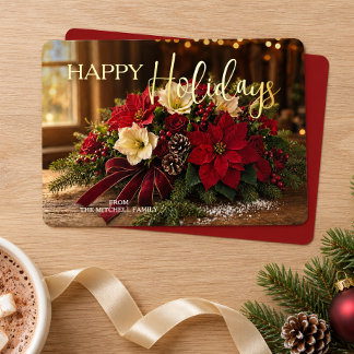 Personalized Poinsettia Bouquet Photo Gold