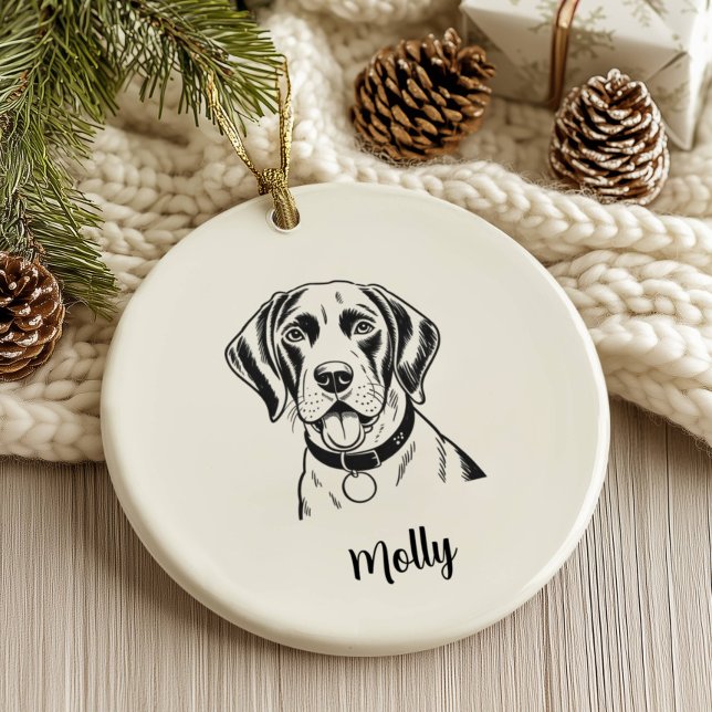 Personalized Pointer Dog Christmas Ceramic Tree Decoration (Creator Uploaded)