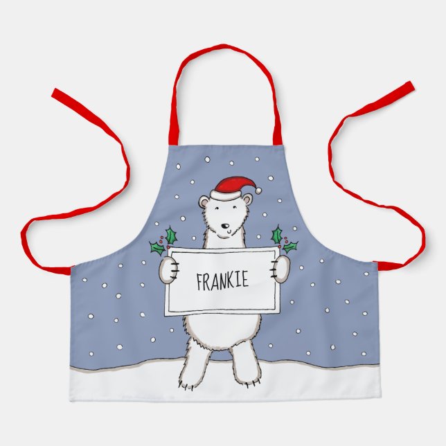 Personalized Polar Bear Christmas Apron (Front)