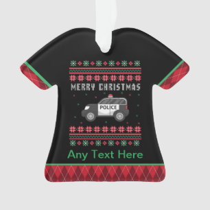 Personalized Police Car Ugly Christmas Ornament