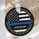 Personalized Police Officer Law Enforcement  Key Ring<br><div class="desc">Blessed are the Peacemakers, for they shall be called children of God. Personalized Thin Blue Line Keychain for police officers and law enforcement . Personalize with police officer's badge number. This personalized police prayer keychain is perfect for police academy graduation gifts to newly graduated officers, or police retirement gifts or...</div>