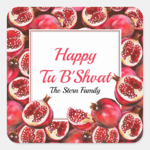 Personalized Pomegranate Holiday Happy Tu B'shvat  Square Sticker