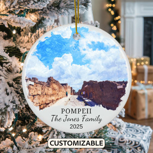 Personalized Pompeii Ornament, Italy Gift Ceramic Tree Decoration