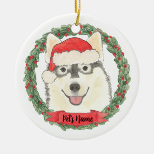Personalized Pomsky Ceramic Tree Decoration