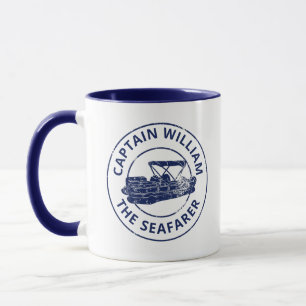 Personalized Pontoon Boat Owners Distressed Style Mug