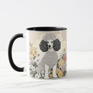 Personalized Poodle in Whimsical Flowers Mug