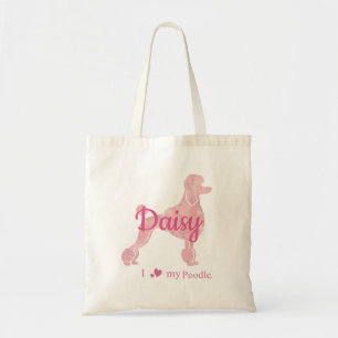 Personalized Poodle Name Pastel Pink Dog Mom Gift Tote Bag