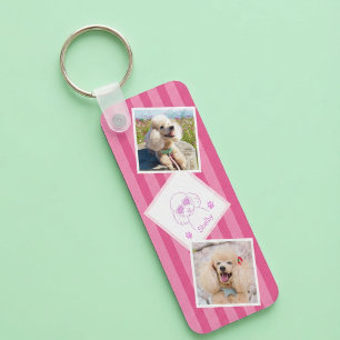 Personalized Poodle Photo Keychain with Name