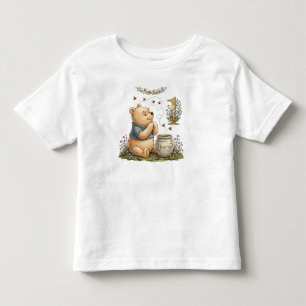 Personalized Pooh Watercolor First Birthday Baby T Toddler T-Shirt