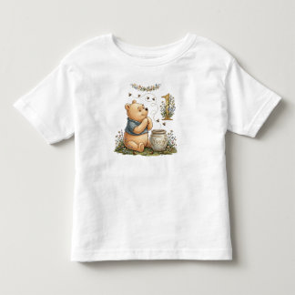 Personalized Pooh Watercolor First Birthday Baby T Toddler T-Shirt
