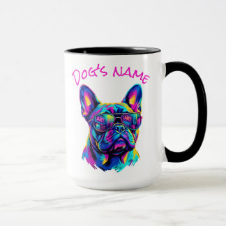 Personalized Pop Art French Bulldog NYC Neon Mug