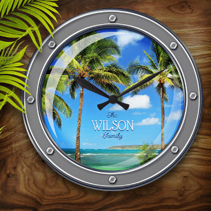 Personalized Porthole to Paradise Wall Clock