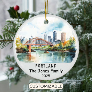 Personalized Portland Ornament, Oregon Ceramic Tree Decoration