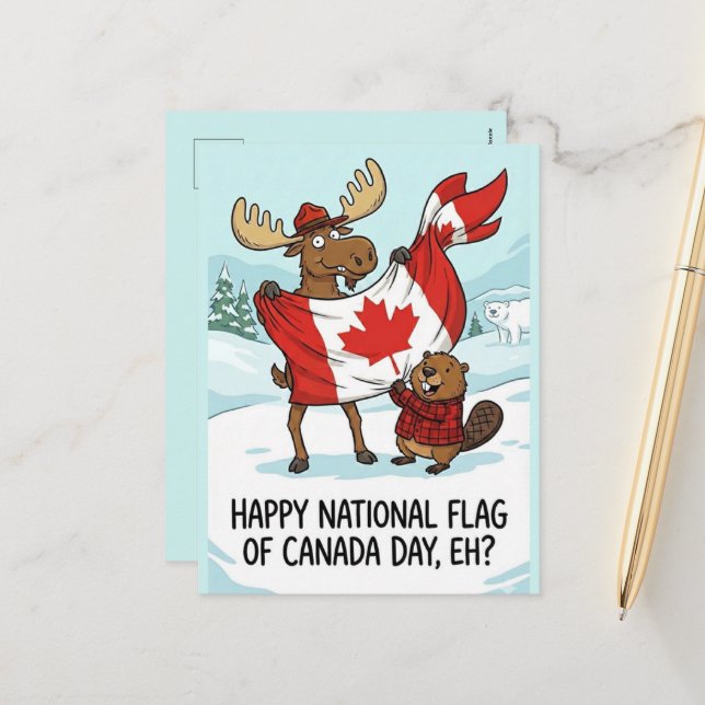 Personalized Postcard National Flag of Canada Day (Front/Back In Situ)