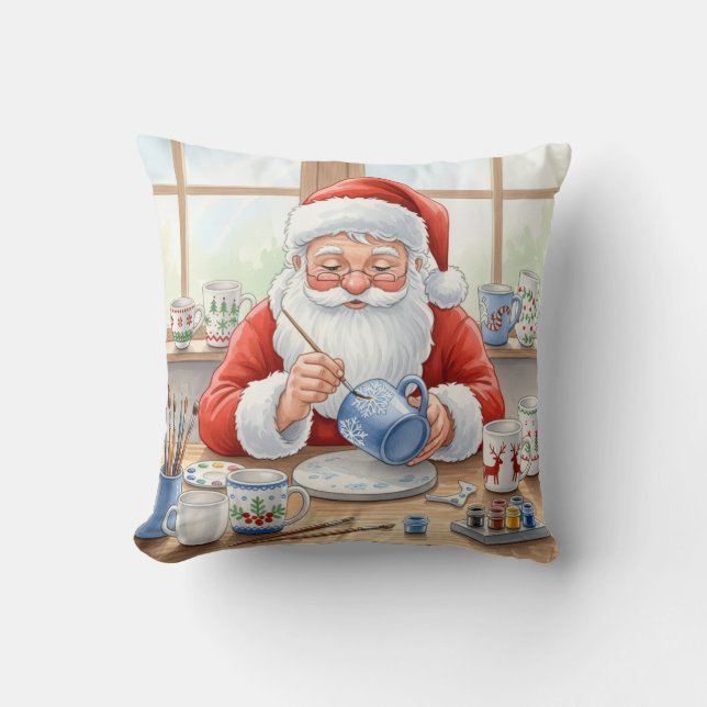  Personalized Pottery Painting Santa Claus  Cushion (Front)