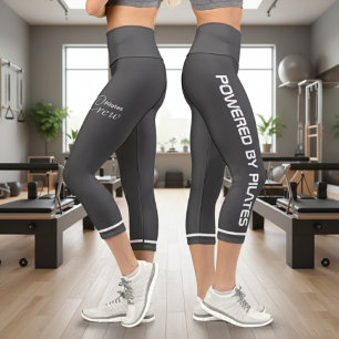 Personalized Powered By Pilates Dark Grey Capri Leggings