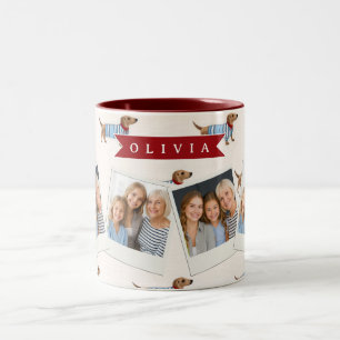 Personalized Preppy Cute Dachshund Dog Pattern Two-Tone Coffee Mug