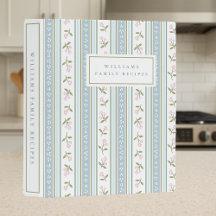 Personalized Preppy Floral Stripe Recipe Binder
