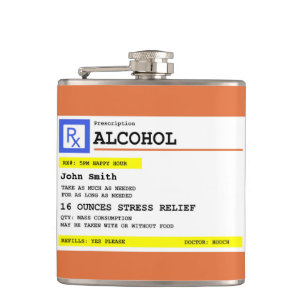 Personalized Prescription Humorous Alcohol     Hip Flask