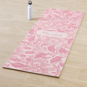 Personalized Pretty Girly Pink Flowers Yoga Mat