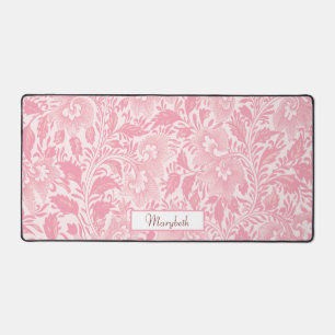Personalized Pretty Pink Boho Floral Desk Mat