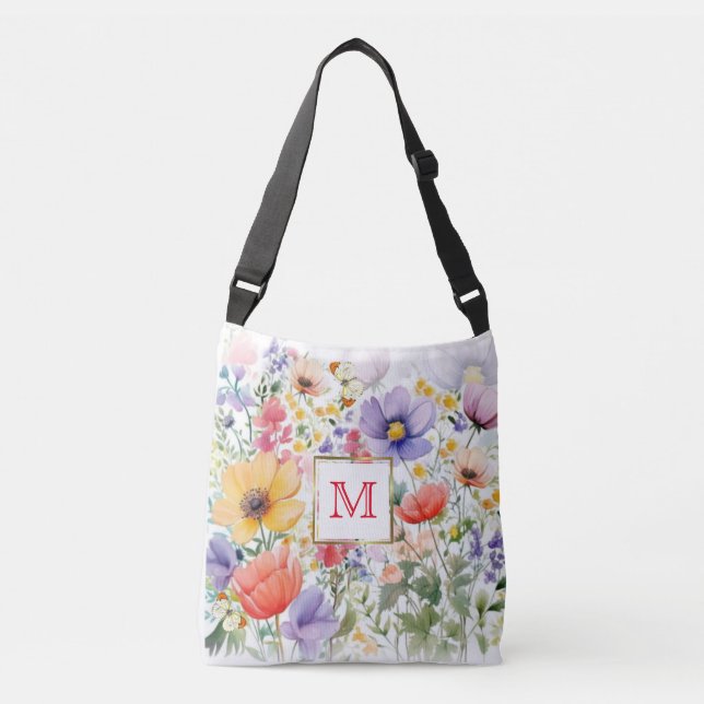 Personalized Pretty Summer Floral Design   Crossbody Bag (Front)