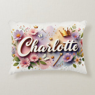 Personalized Princess Floral Name Decorative Cushion