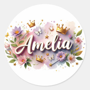 Personalized  Princess Floral Name Stickers 