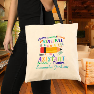 Personalized principal assistant teacher's day tote bag