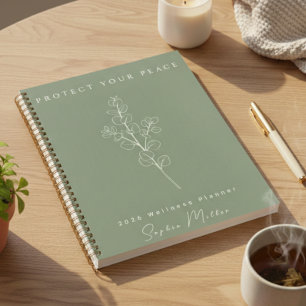 Personalized Protect Your Peace 2026 Sage Green Planner