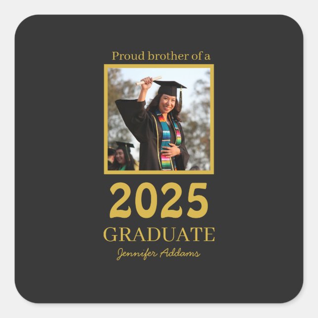 Personalized Proud Brother graduate Square Sticker (Front)