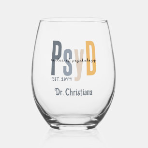 Personalized PsyD Doctor of Psychology Graduation Stemless Wine Glass