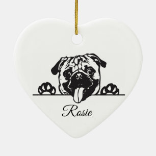 Personalized Pug Ceramic Tree Decoration