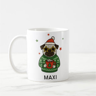 Personalized Pug Dog Christmas Coffee Mug