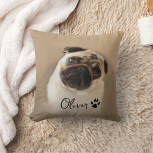 Personalized Pug  Dog Photo Image  Cushion