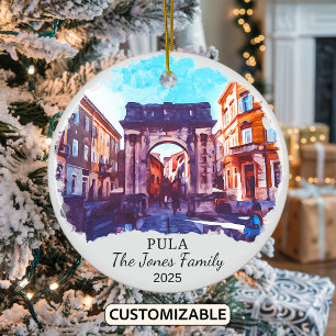Personalized Pula Ornament, Croatia Ceramic Tree Decoration
