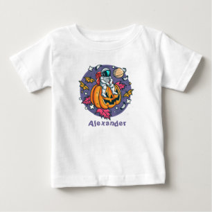 Personalized Pumpkin Astronaut Halloween Baby T-Shirt