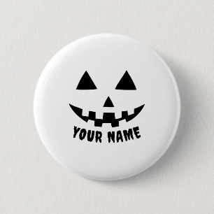 Personalized Pumpkin Halloween Name Black White T 6 Cm Round Badge