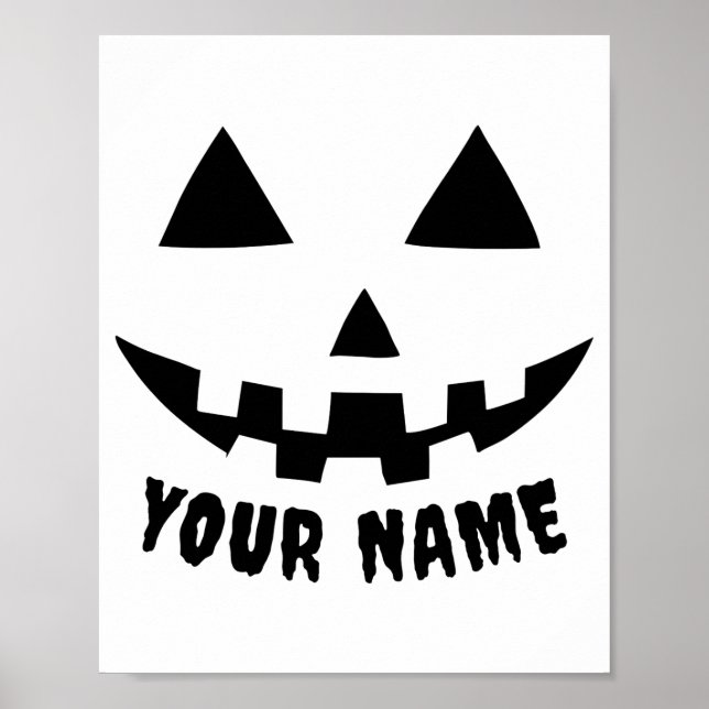 Personalized Pumpkin Halloween Name Black White T  Poster (Front)
