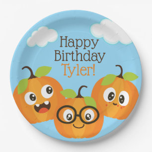 Personalized Pumpkin Patch Farm Kids Birthday Paper Plate